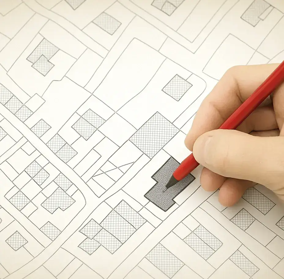 Mise au net d’un plan coté destiné à un dossier d’urbanisme