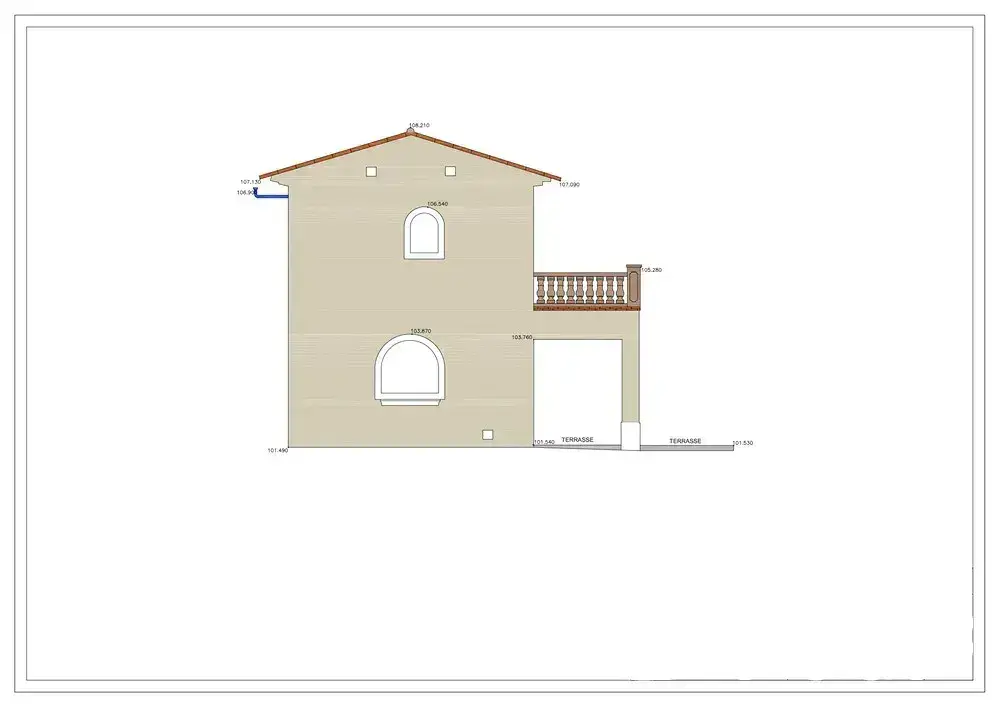 Élévation cotée d’une maison individuelle après relevé