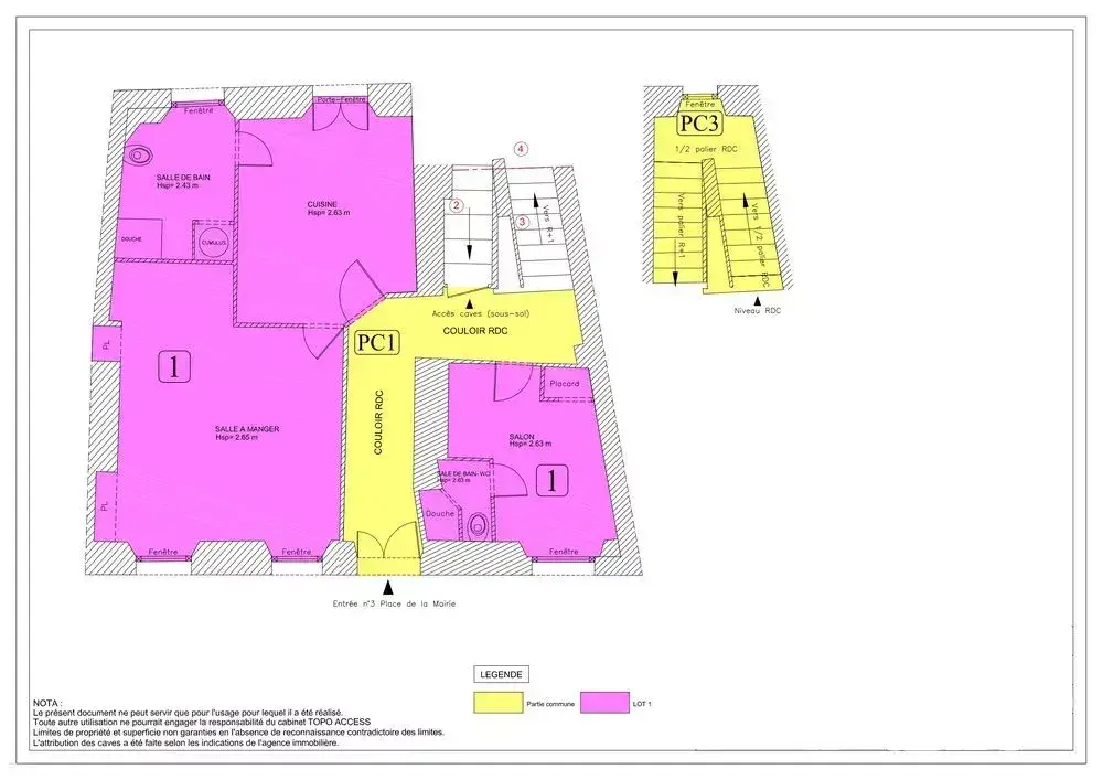 Plan de logement coté avec détail des surfaces par pièce